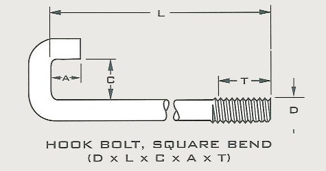 Special Order - Hook Bolt, Square Bend
